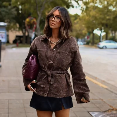 Elsie - Jeansjacke mit Leopardenmuster