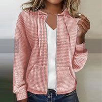 Damen Strickjacke Kariert Jacke | Elegant Leicht in Rosa