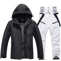 Unisex Winter Skianzug | Zweiteiliges Set in Schwarz / Weiß