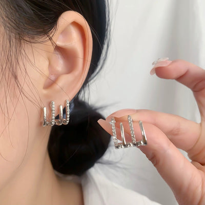 Illusion Ohringe mit Vier Hoop und Zirkonia - Zarvia