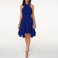 Damen Halter Mini Hochzeitsgast Kleid in Blau