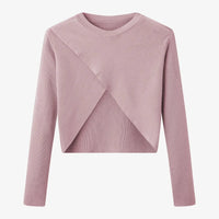 Elegantes Satinkleid - Stricktop-Kombinationsset in Rosa Stricktop