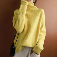 Lea | Damen Casual Gestrickt Pullover mit Kragen in Gelb