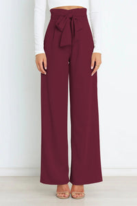 Isabella - Elegante Damenhose mit weitem Bein in Weinrot