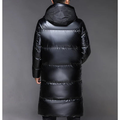 Schwarze Winter Daunen Jacke für Herren | mit Kapuze