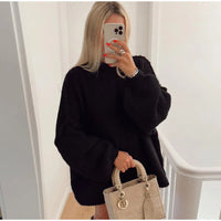 Flauschiger Oversize Strickpullover in Schwarz