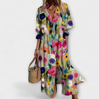 Lila - Schmeichelhaftes Maxikleid mit Bauchbedeckung in Floral