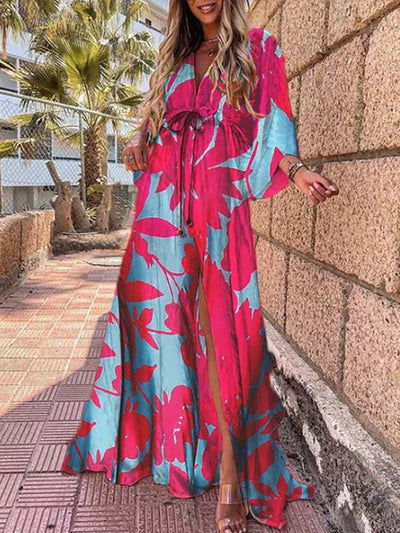 Damen Sommer-Maxi-Kleid mit grafischem Print