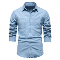 Hunter | Knopfleiste Classic-Fit Hemd in Hellblau