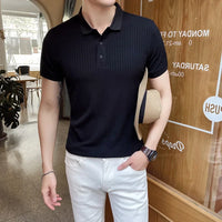 Alexander | Spitzer Kragen Slim-Fit Poloshirt in Schwarz