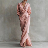 Susan | Damen Wickel V-Ausschnitt Maxikleid in Rosa