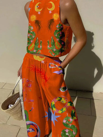 Chic - Zweiteiliges Set mit abstraktem Grafikdruck