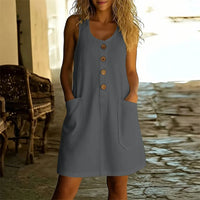 Livora™ Kleid Mit Eleganten Knöpfen Und Fronttaschen in Grau