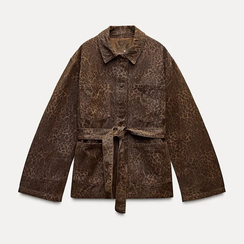 Elsie - Jeansjacke mit Leopardenmuster