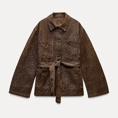 Elsie - Jeansjacke mit Leopardenmuster