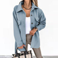 Stylische Jacke in Wolloptik für Frauen - Saskia in Blau