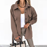 Stylische Jacke in Wolloptik für Frauen - Saskia in Braun