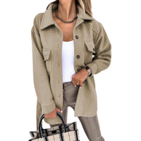 Stylische Jacke in Wolloptik für Frauen - Saskia in Khaki