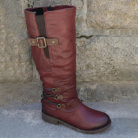 Stylische Mid-Calf Winterstiefel für Frauen - Selda in Weinrot