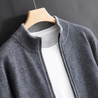 Reißverschluss Strickjacke Für Herren | Minimalistischer Stil Mit Stehkragen in Grau