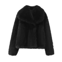 Clara | Bequemer Kunstpelz Mantel für Damen Winter in Schwarz