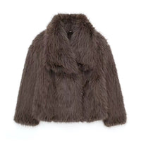 Clara | Bequemer Kunstpelz Mantel für Damen Winter in Braun