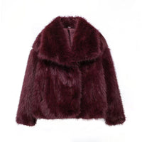 Clara | Bequemer Kunstpelz Mantel für Damen Winter in Rot