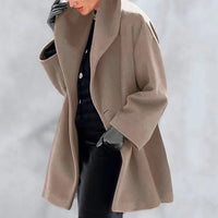 Stylischer Wintermantel aus Wolle für Frauen - Sonja in Hellbraun