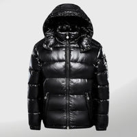 Neue Glänzende Damen Daunenjacke in Schwarz