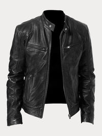 Florian | Herren Klassische Lederjacke mit Reissverschluss in Schwarz
