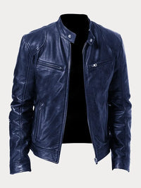 Victor™ Lässige Lederjacke in Dunkelblau