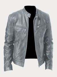 Victor™ Lässige Lederjacke in Grau