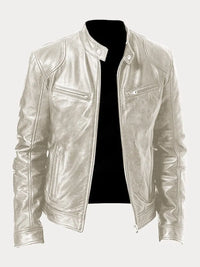 Victor™ Lässige Lederjacke in Silber