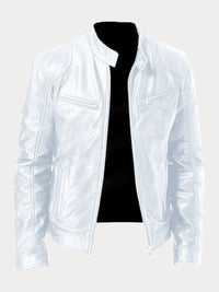 Victor™ Lässige Lederjacke in Weiß