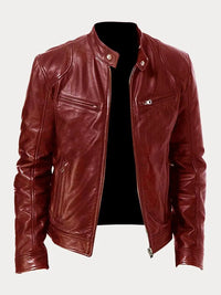 Victor™ Lässige Lederjacke in Burgund