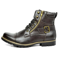 Mittellange Schnürstiefel aus Leder für Herren in Dunkelbraun