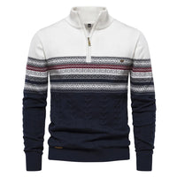 Herren Retro Half-Zip Pullover in Weiß
