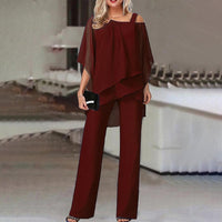 Adelle | Damen Zweiteiliges Set | Off Schulter in Burgundisch
