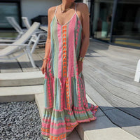Damen Bedruckt Maxi Sommerkleid in Rosa