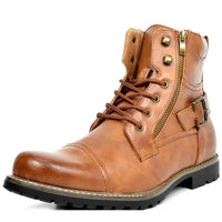 Mittellange Schnürstiefel aus Leder für Herren in Braun