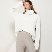 Brenda - Weicher Kaschmir-Rollkragenpullover mit Rippbündchen in Weiß