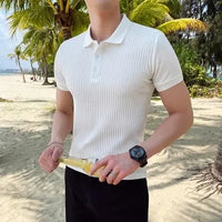 Alexander | Spitzer Kragen Slim-Fit Poloshirt in Weiß