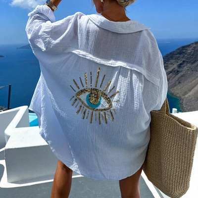 Sara | Stilvolles Hemd mit Pailletten und Perlenakzent