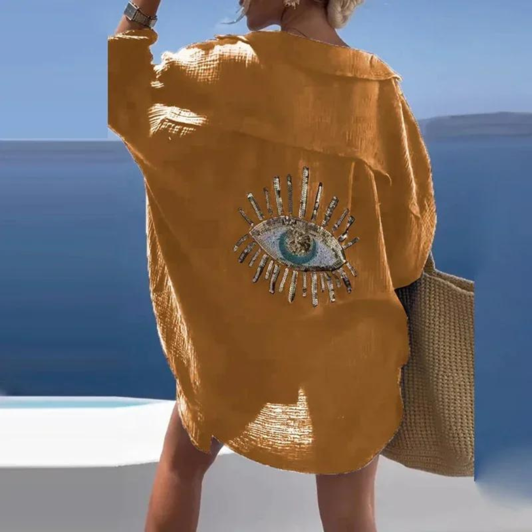 Sara | Stilvolles Hemd mit Pailletten und Perlenakzent