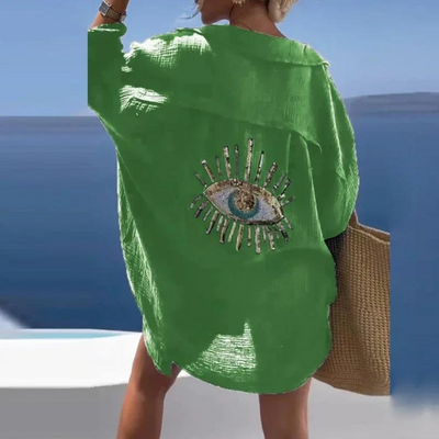 Sara | Stilvolles Hemd mit Pailletten und Perlenakzent