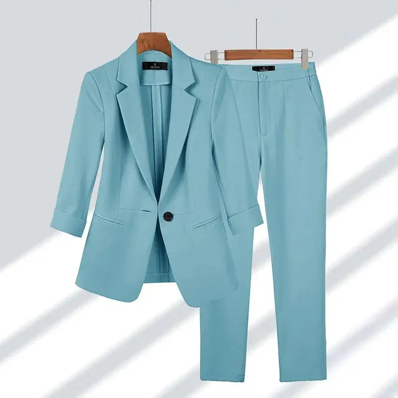 Saskia - Einfarbiges, passendes Blazer-Set für Frauen