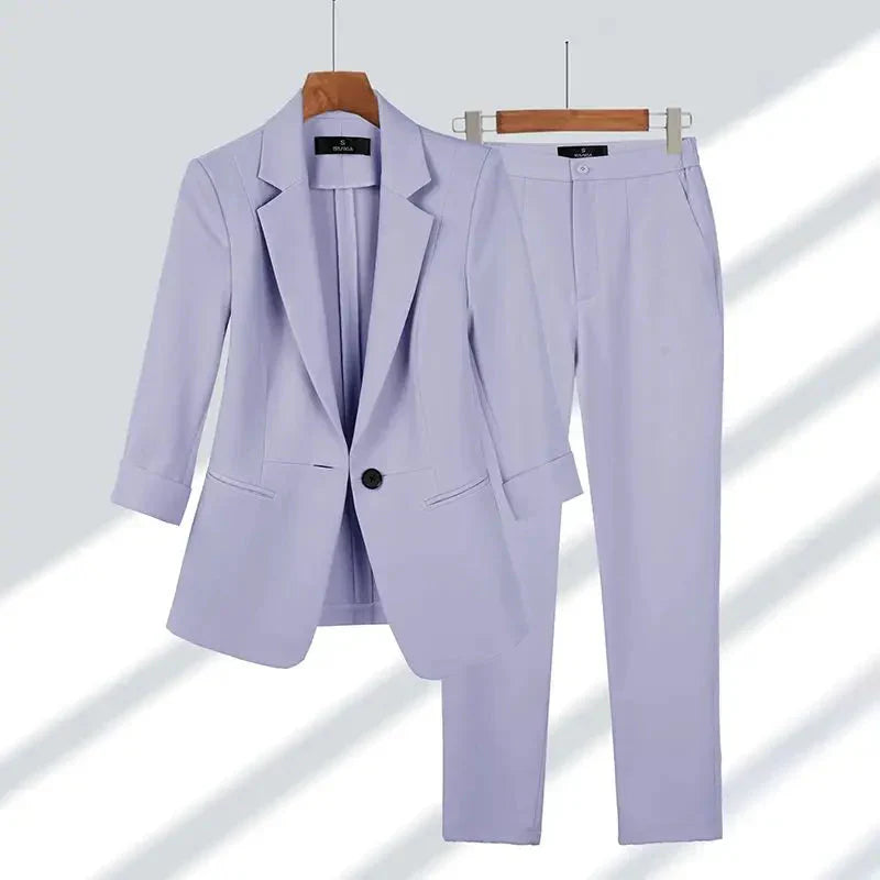 Saskia - Einfarbiges, passendes Blazer-Set für Frauen