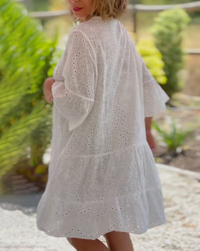 Khloe - A-Linien-Kleid mit Knopfleiste vorne für Damen | Kleid im sommerlich luftigen Look