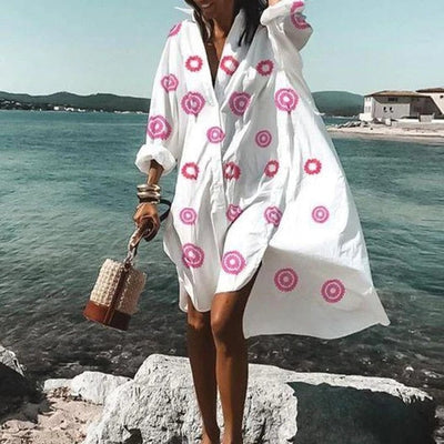 Hermine - Mühelose Eleganz: Übergroßes weißes Hemdblusenkleid | Luftige Beachwear: Lässiges Oversized-Hemdkleid