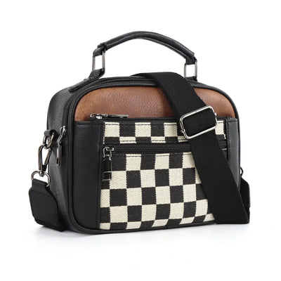 CHESSMATE Schultertasche | Moderner, Kompakter Style mit Schachbrettmuster